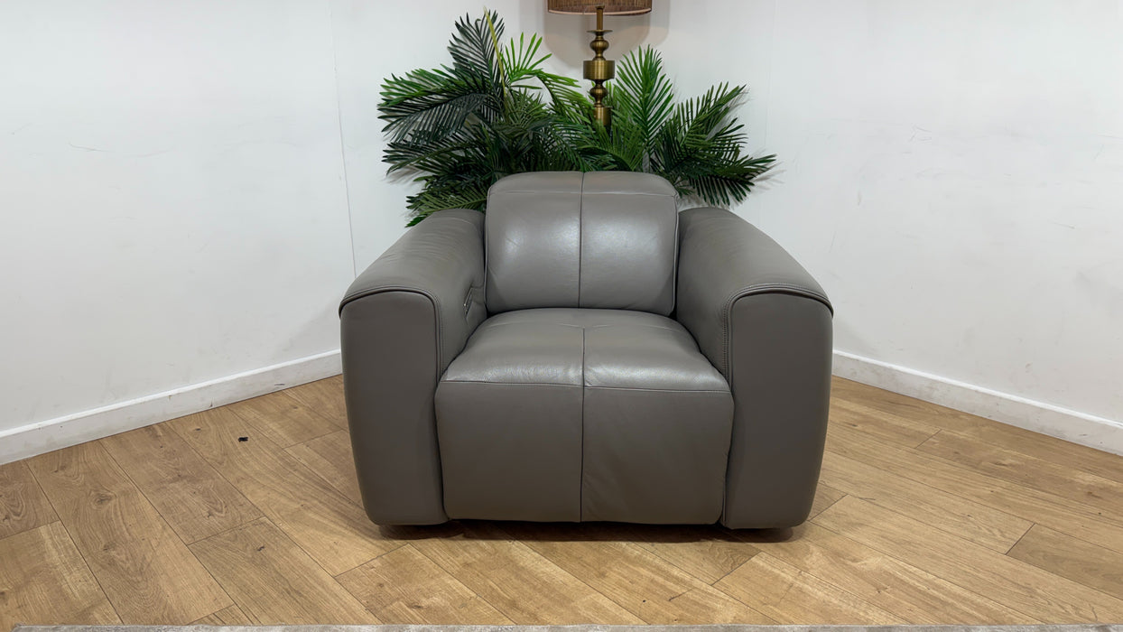 Sofology Riviera Leather Chair Power Recliner/Headrest in Trusty Embossed Elephant