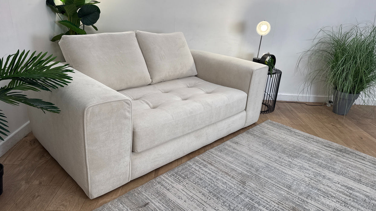 Sofology Ascot Fabric 2 Seater Bench Seat in Soft Sherpa Natural Mix