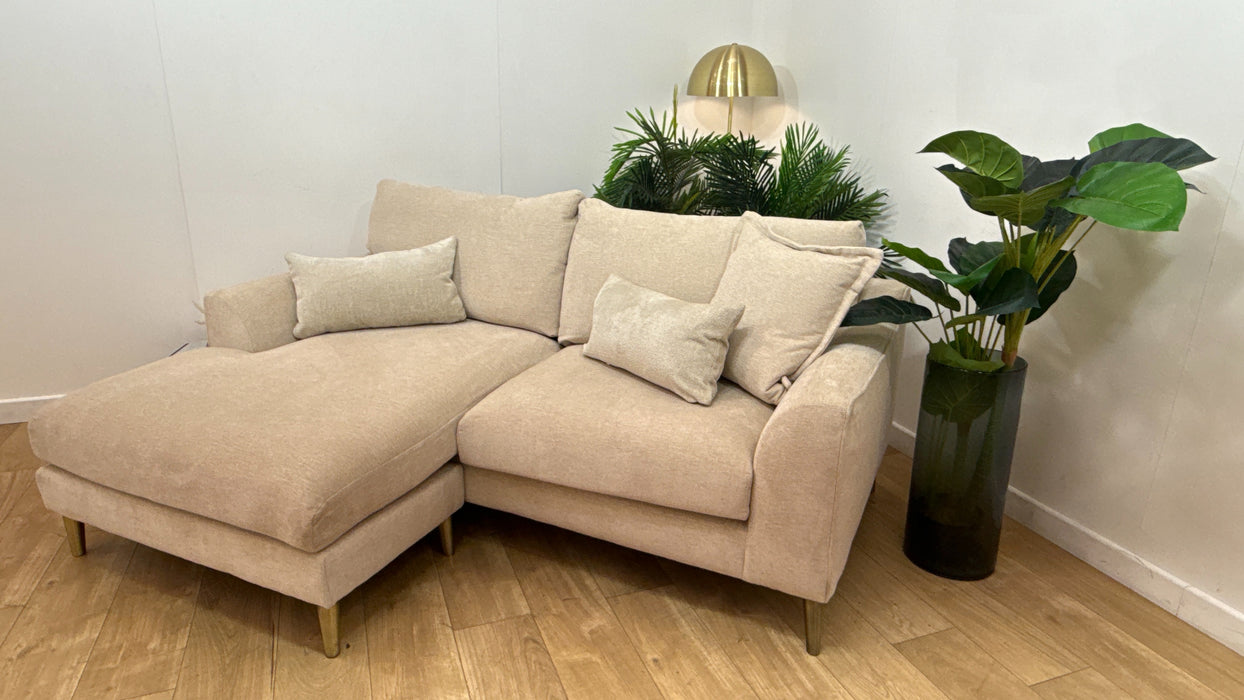 Sofology Mayfair Fabric Chaise 3 Seater Foam Seats in Linen Look Chenille Natural