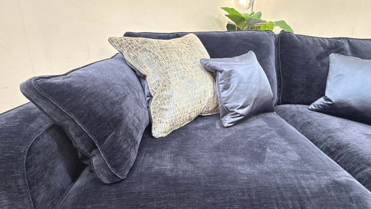 Sofology Cavalli Fabric 3 Seater Split Bolt Off Arms Foam Seats in Deluxe Chenille Navy Mix
