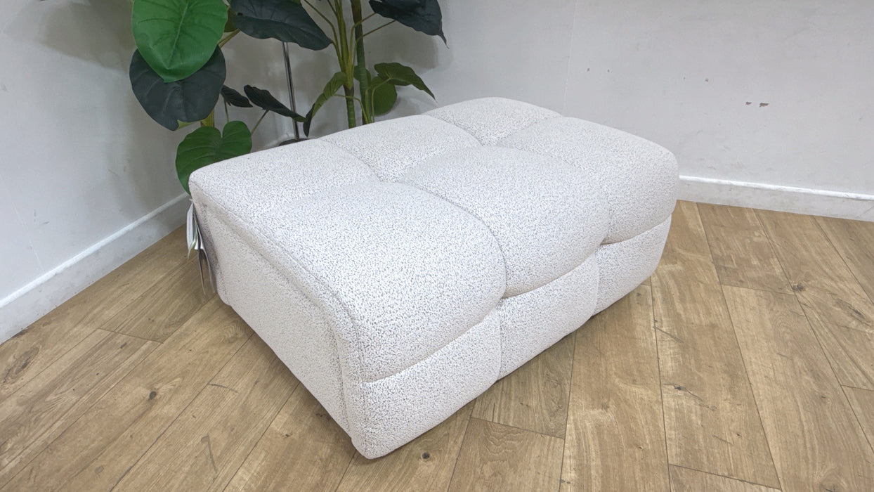 Sofology Lunar Fabric Designer Storage Footstool in Woven Boucle Moonstone