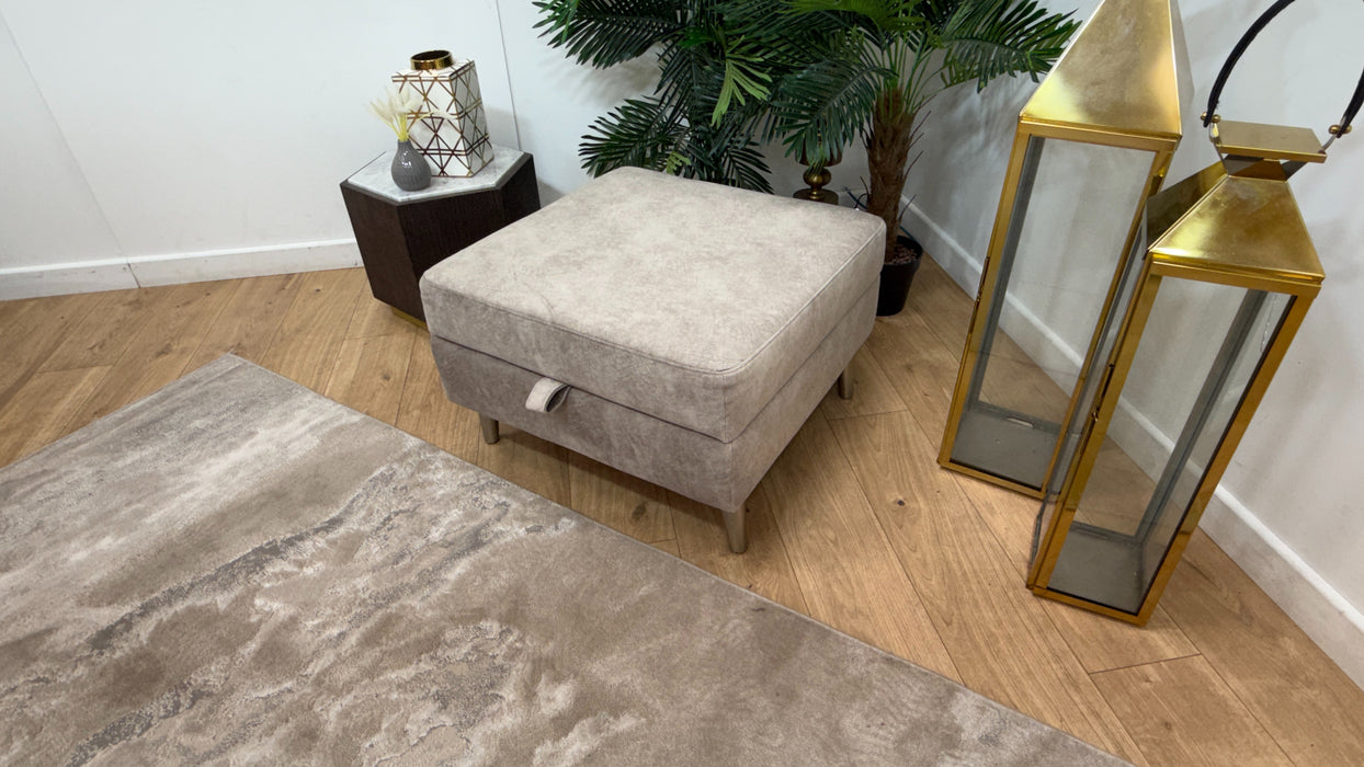 Sofology Hackney Fabric Storage Memory Foam Footstool in Lifestyle Dapple Fabric Stone