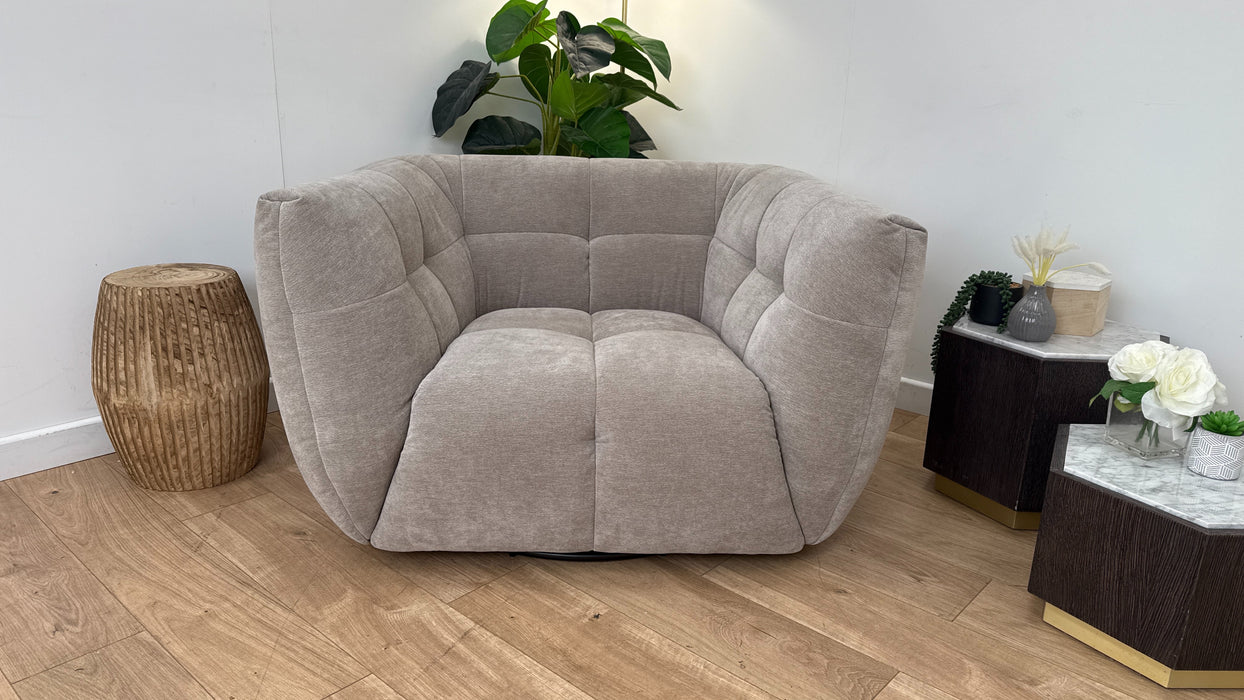 Sofology The Lunar Fabric Chair Swivel in Textured Chenille Mocha