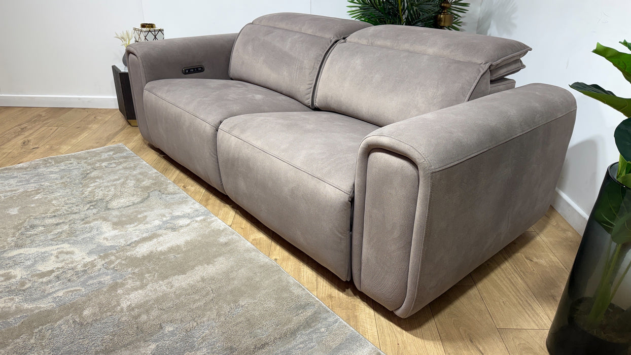 Sofology Premiere Fabric 2.5 Seater Power Recliner/Headrest in Lifestyle Flecked Nutmeg