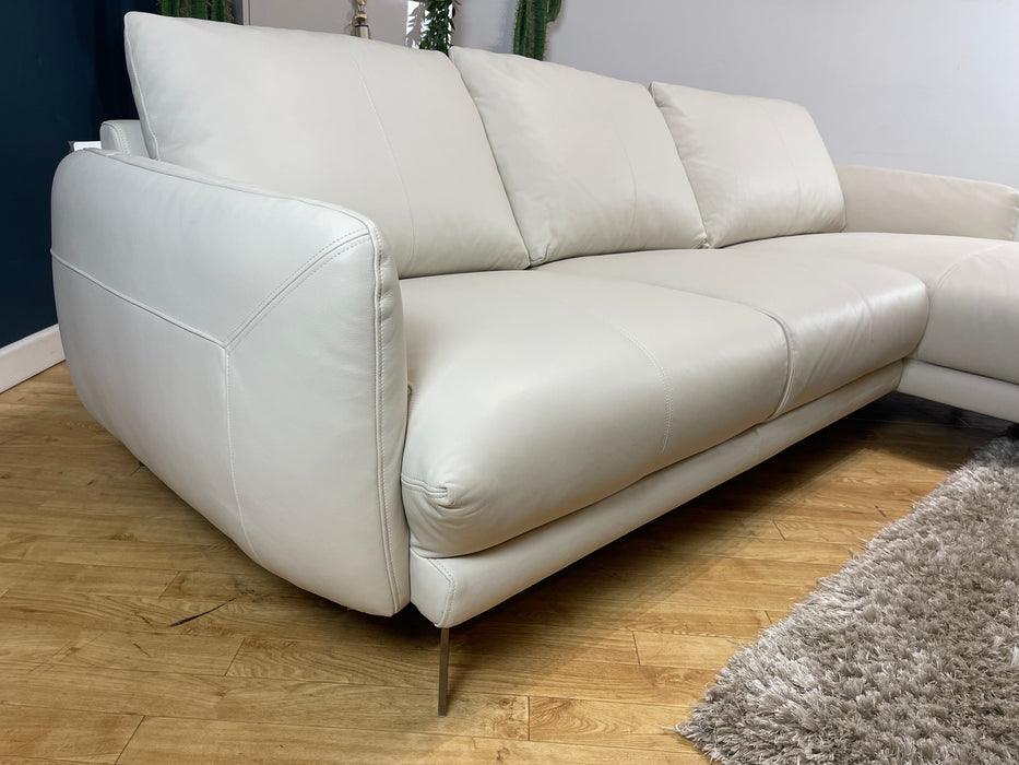 Adler Leather 3 Seater Chaise - Matt Leather Bone (WA2)