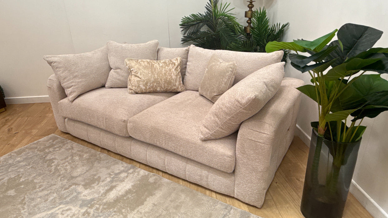 Sofology Westwood Fabric 3 Seater Gold Trim in Teddy Chenille Mist Mix