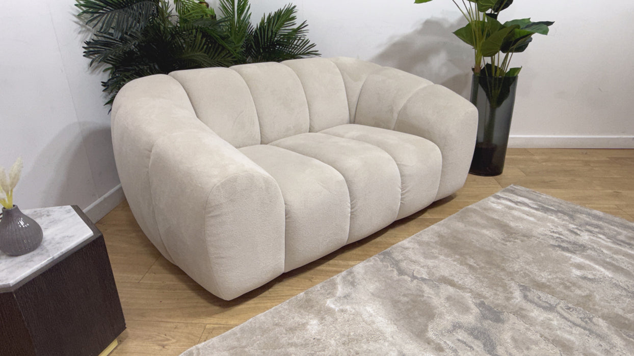 Sofology Waldorf Fabric Loveseat in Soft Sherpa Natural Mix