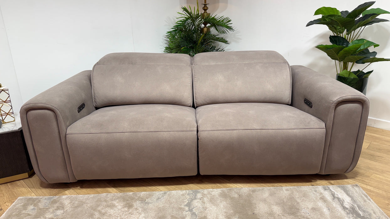 Sofology Premiere Fabric 2.5 Seater Power Recliner/Headrest in Lifestyle Flecked Nutmeg