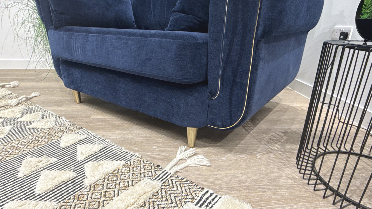 Sofology Chamonix Fabric Loveseat in Chenille Navy