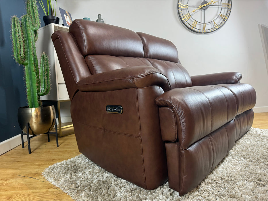 Gracy 2 Seater Leather Chocolate Power Headrest & Power Recliner