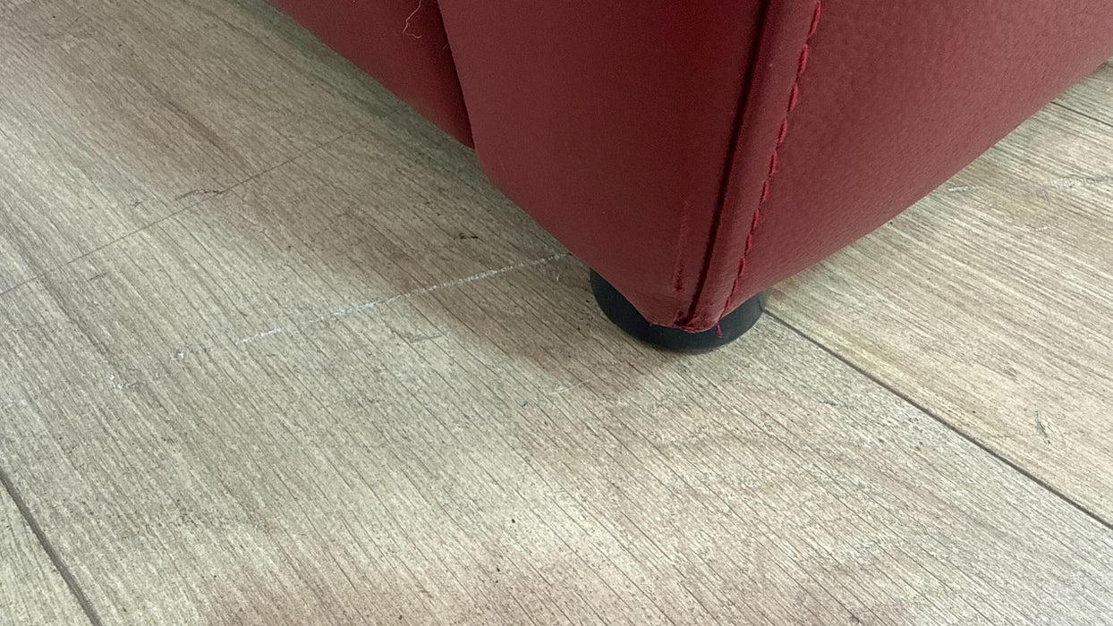 Sofology Parker Leather 3 Seater in Trusty Sheen Cranberry