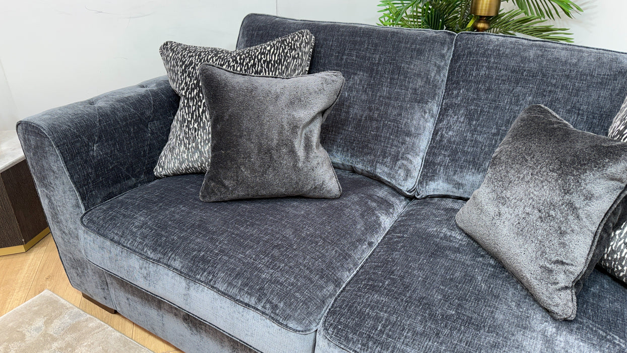 Sofology Valentina Fabric 3 Seater Full Back Foam Seats in Luxury Chenille Charcoal Mix