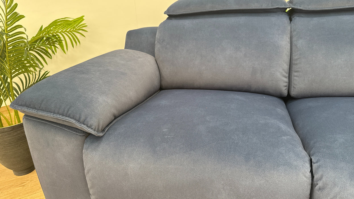 Sofology The Benz 2 Seater Fabric Recliner Sofa in Lifestyle Flecked Navy