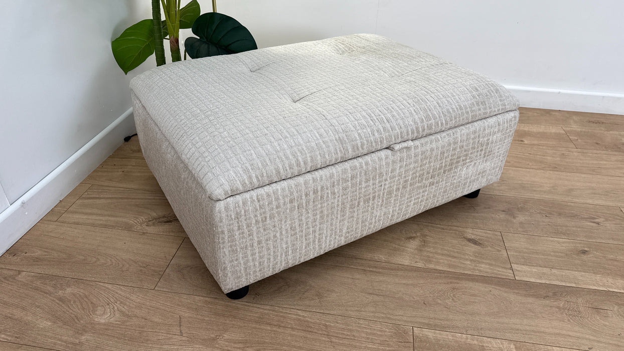 Sofology Ascot Fabric Storage Footstool in Textured Chenille Natural