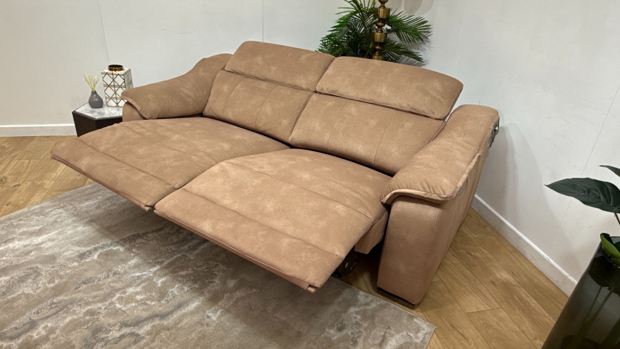 Sofology Carrera Fabric 2.5 Seater Power Recliner/Headrest in Lifestyle Flecked Sand