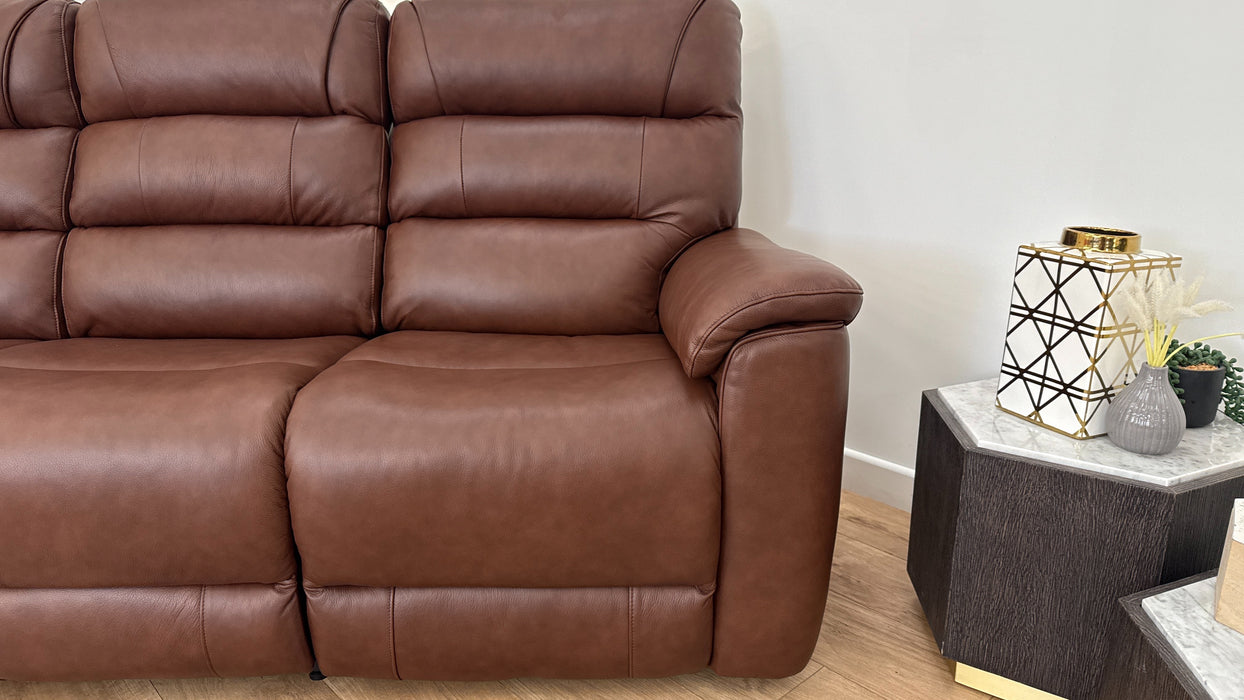 Sofology The Cleveland 3 Seater Recliner Sofa in Trusty Embossed Leather Chestnut
