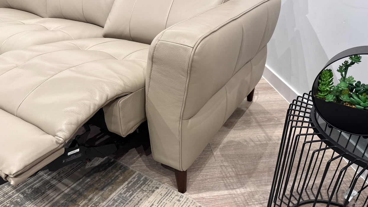 Sofology Jax Leather 4 Seater Chaise Power Recliner/Headrest in Trusty Embossed Stone