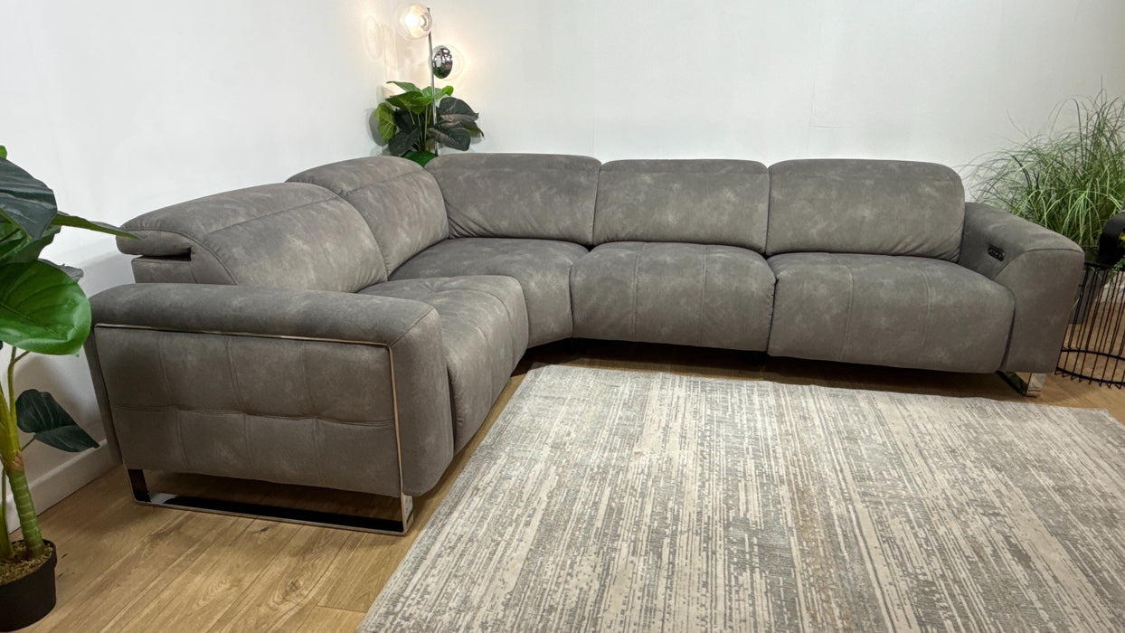 Sofology Marvella Fabric 1.5 Corner 3 Power Recliner/Headrest in Lifestyle Flecked Mocha