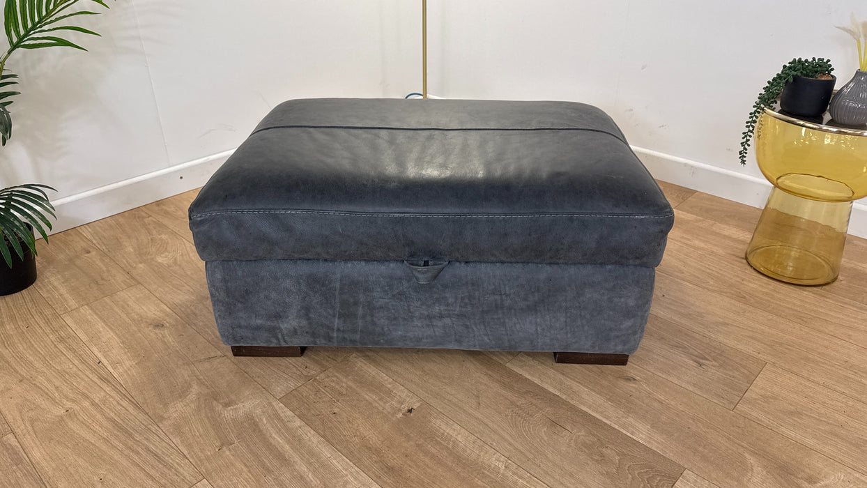 Mazzini Storage Footstool - Leather - Utah Grey