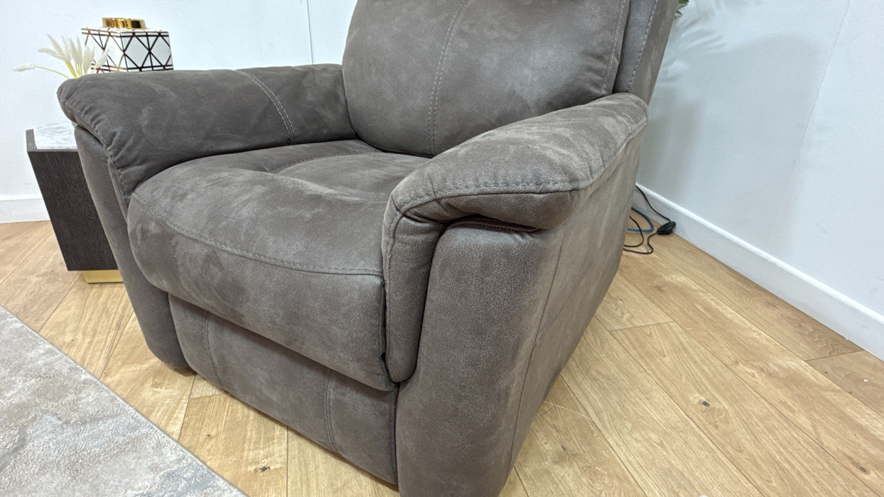 DFS Ivalee Fabric Chair Power Recliner in Pepper