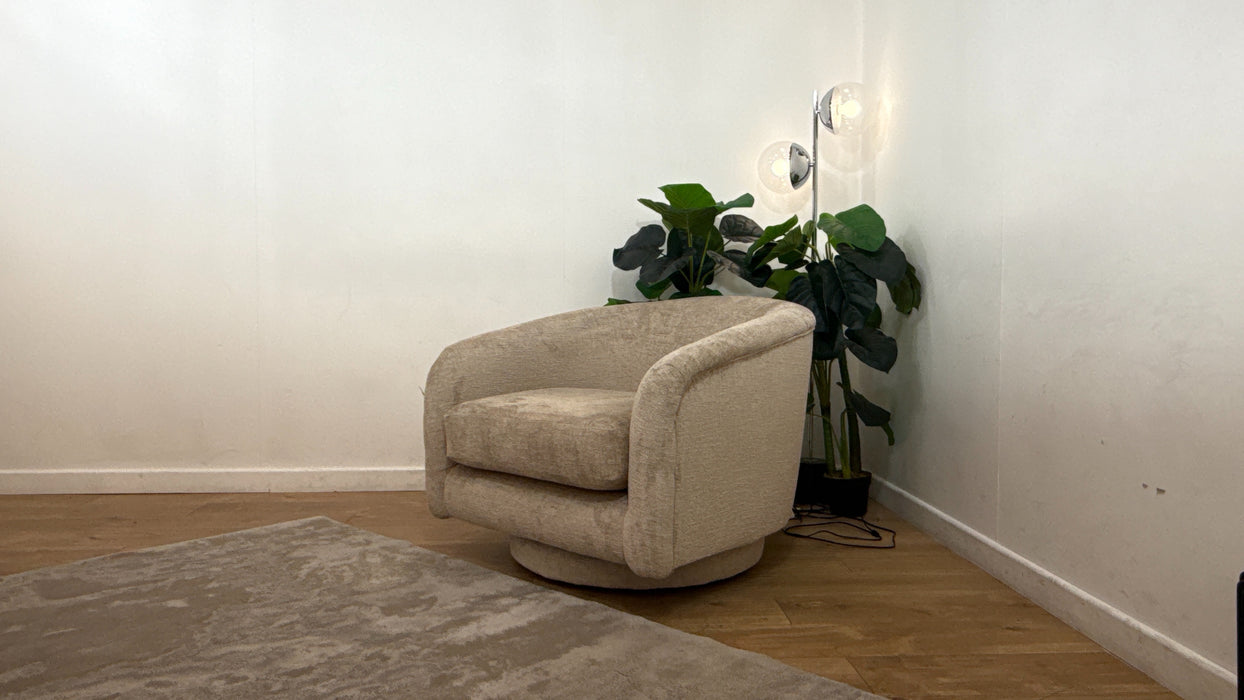 Sofology Westwood Fabric Swivel Chair in Teddy Chenille Natural Mix