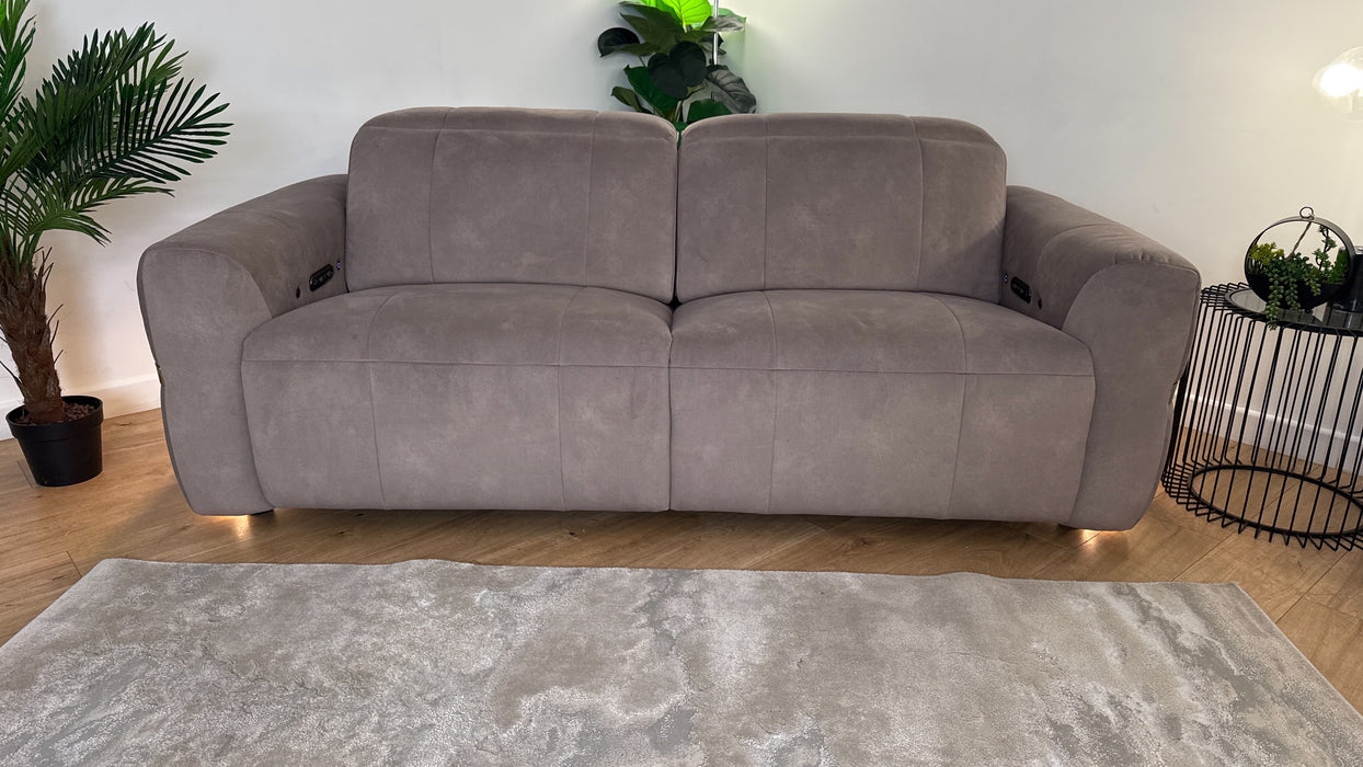 Sofology Lumiere Fabric 2.5 Seater Power Recliner/Headrest Heated Seat in Lifestyle Flecked Nutmeg