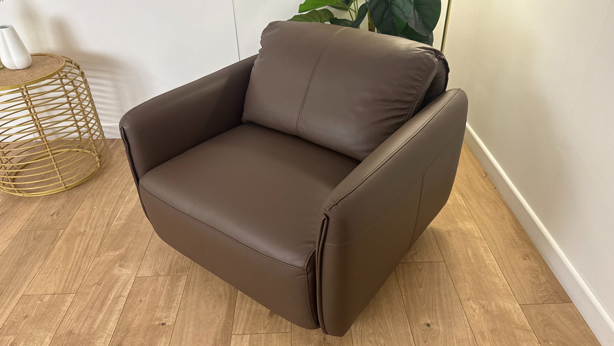 Sofology Tessuto Accent Swivel Chair in Trusty Matt Chocolate