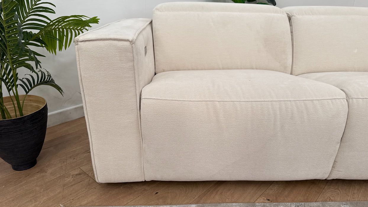 Sofology The Horizon Fabric 2.5 Seater Power Recliner/Headrest in Textured Chenille Oyster