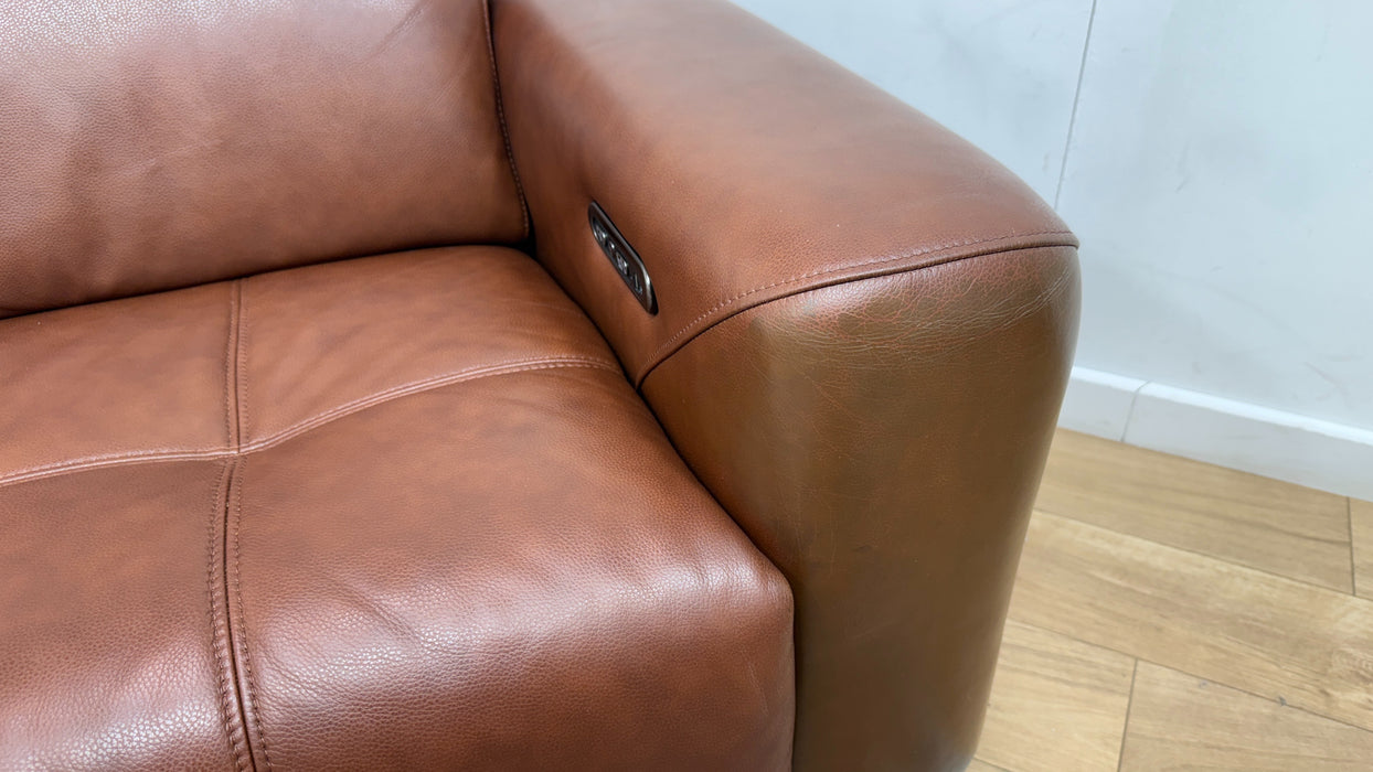 Sofology Marvella Leather 2.5 Seater Power Recliner/Headrest in Trusty Sheen Butterscotch