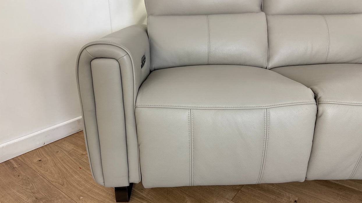 Sofology The Ravello Leather 2 Seater Power Recliner/Headrest in Trusty Embossed Light Grey