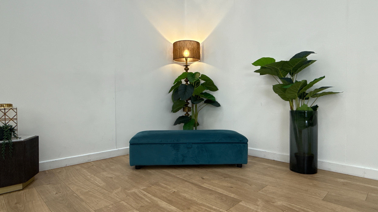 Sofology Islington Fabric Ottoman Storage Footstool in Sleek Teal