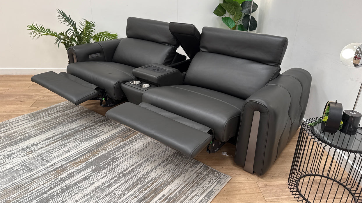 Sofology The Kingsbridge 2.5 Seater Leather Recliner Sofa in Trusty Embossed Charcoal