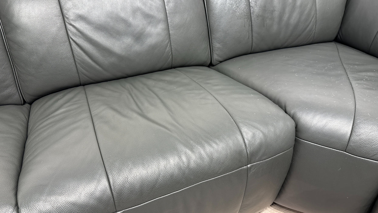 Sofology Lumiere Leather 3 Corner 3 Power Recliner/Headrest in Trusty Embossed Charcoal