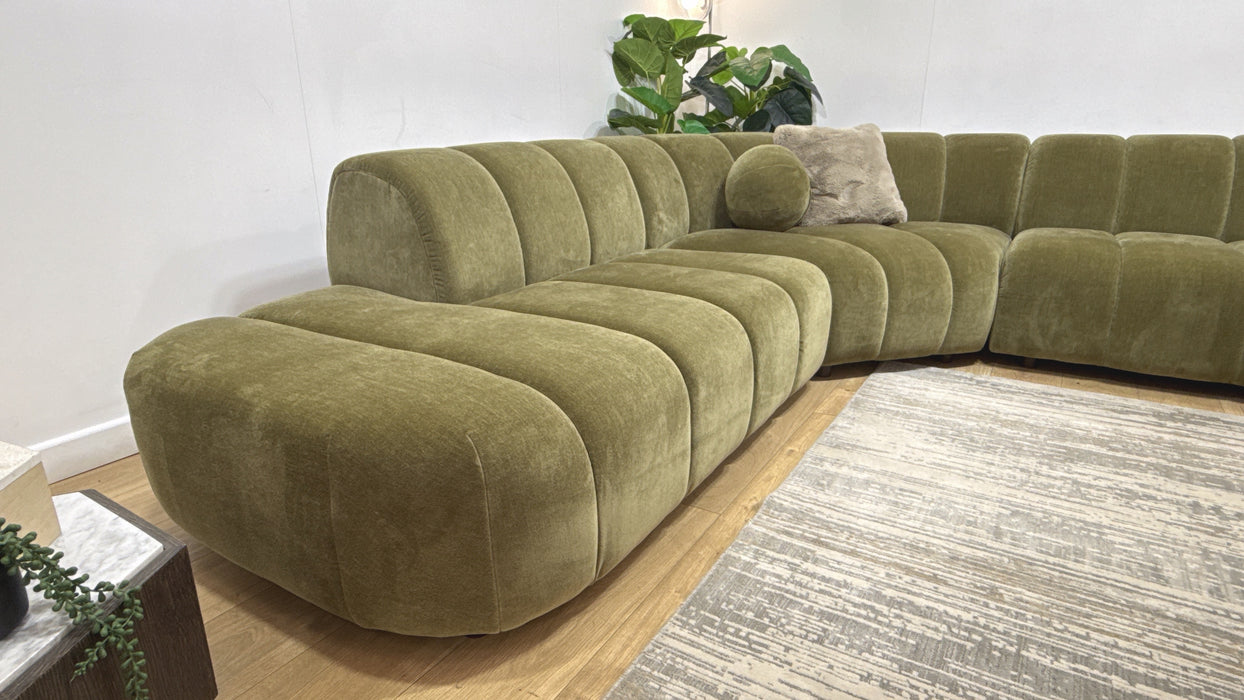 Sofology Waldorf Fabric Chaise 1.5 Corner 2 in Soft Chenille Olive Mix