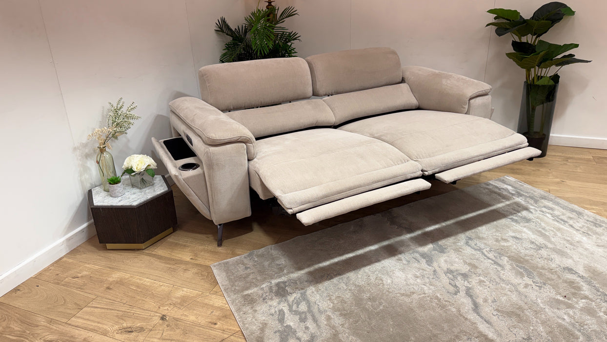 Sofology Fratelli Fabric 2.5 Seater Power Recliner/Headrest in Relaxed Chenille Cotton