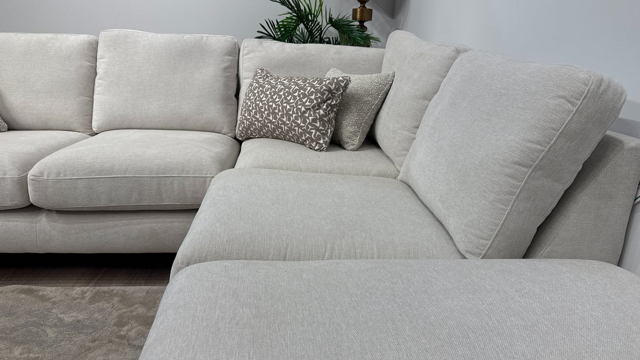 Sofology Hackney Fabric 2 Corner 1 Chaise Sprung Seats in Linen Look Chenille Mist Mix