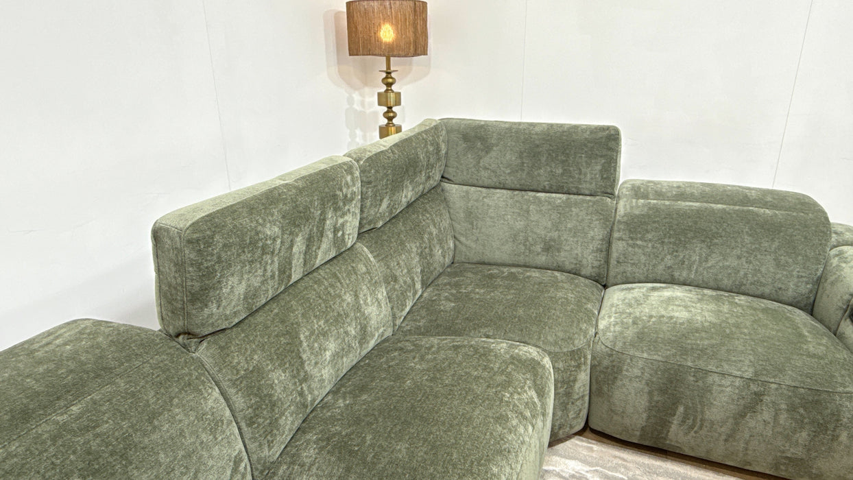 Sofology Solace 3 Corner 1.5 Power Recliner/Headrest in Forest Green