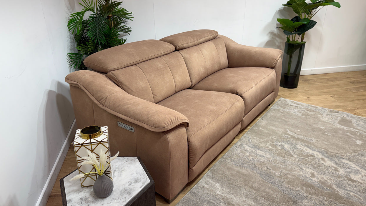 Sofology Carrera Fabric 2.5 Seater Power Recliner/Headrest in Lifestyle Flecked Sand