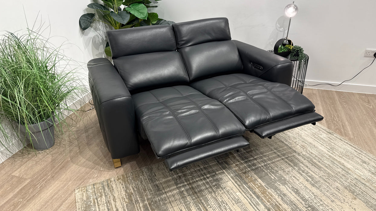 Sofology Marvella Leather 2 Seater Power Recliner in Trusty Sheen Jet Black