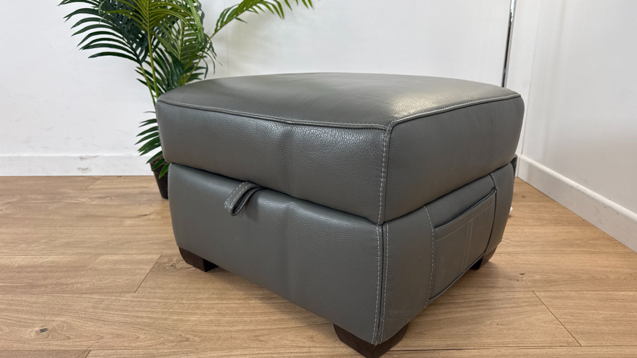 Valante - Leather Storage Footstool - Grey