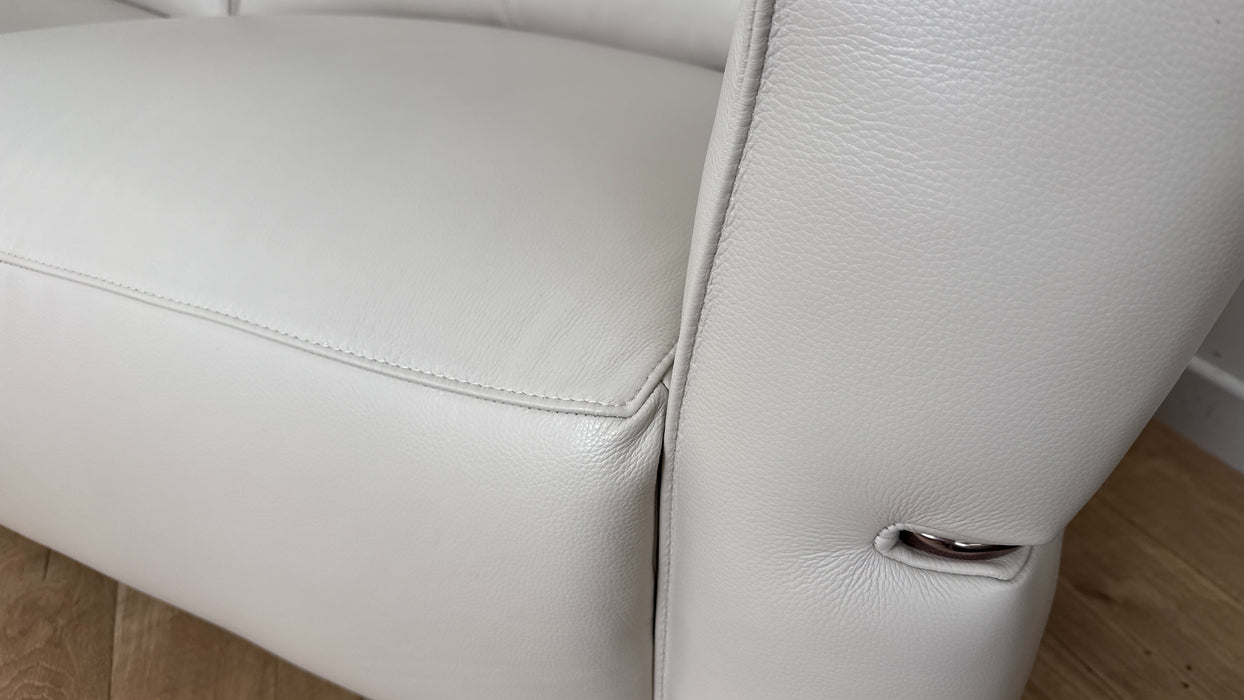 Sofology Dakota Leather 3 Seater Power Recliner/Headrest in Trusty Soft Sheen Mist