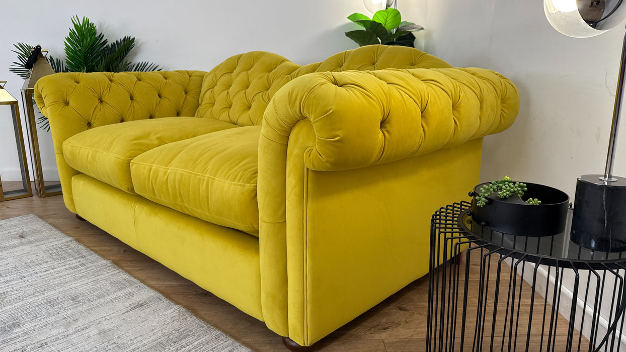 DFS The Windsor 3 Seater Fabric Sofa Bed in Velvet Yellow