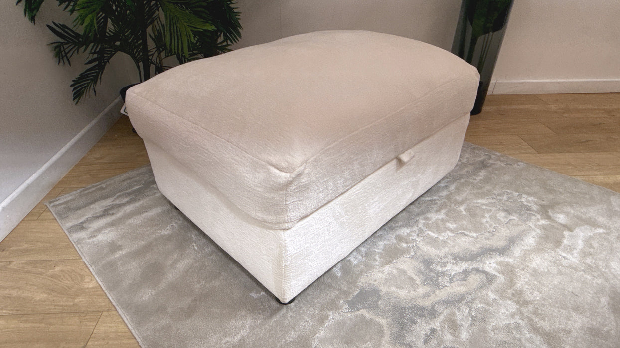 Sofology Bellagio Fabric Storage Extra Flex Footstool in Chunky Luxe Chenille Snow