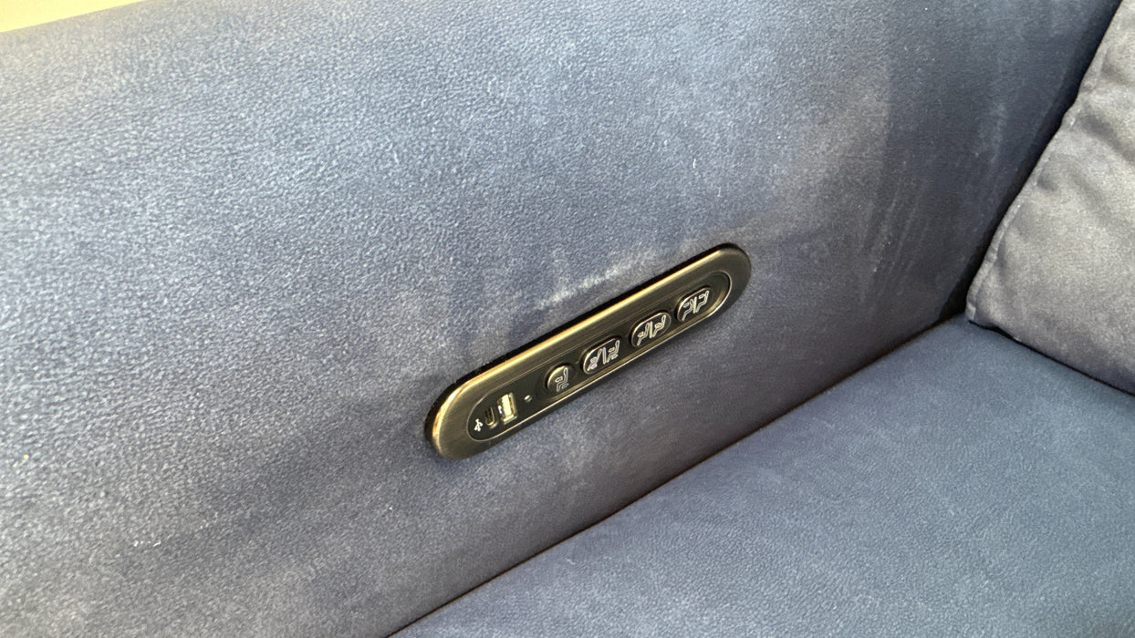 Sofology Ravello Fabric 2.5 Seater Console Power Recliner/Headrest Lumbar Support in Lifestyle Flecked Navy