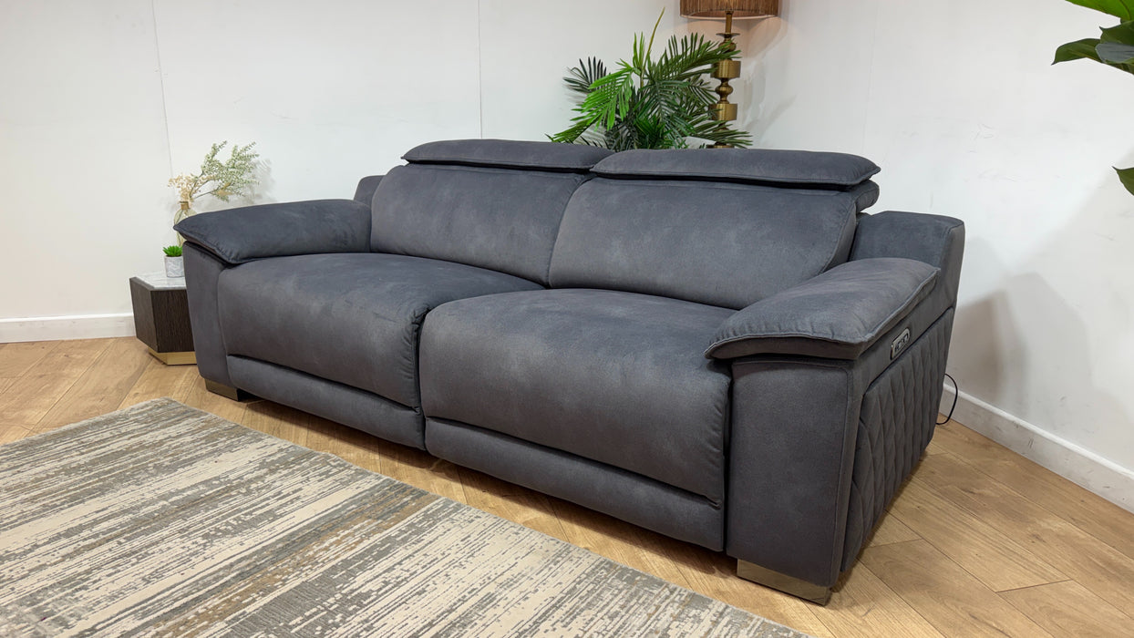 Sofology Benz Fabric 3 Seater Power Recliner/Headrest in Lifestyle Flecked Charcoal
