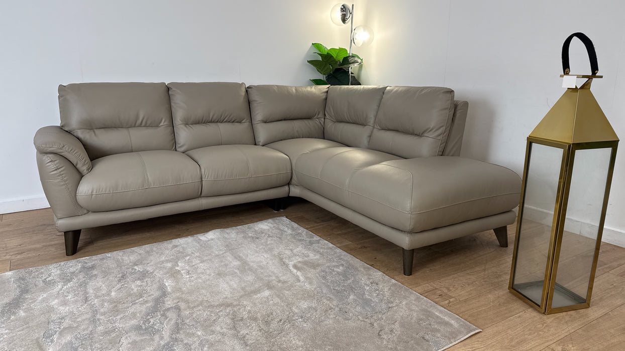 DFS Fargo Leather Corner Sofa in Taupe