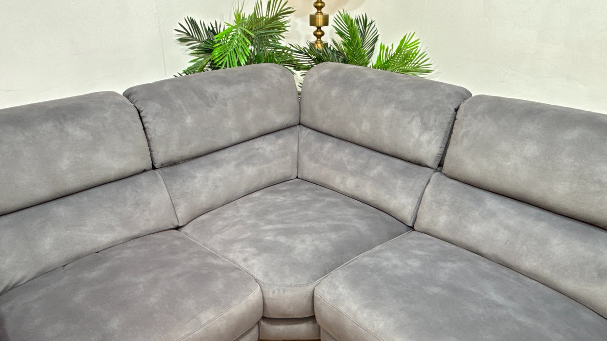 Sofology Illinois Fabric 1 Corner 2 Power Recliner/Headrest in Lifestyle Mottled Charcoal