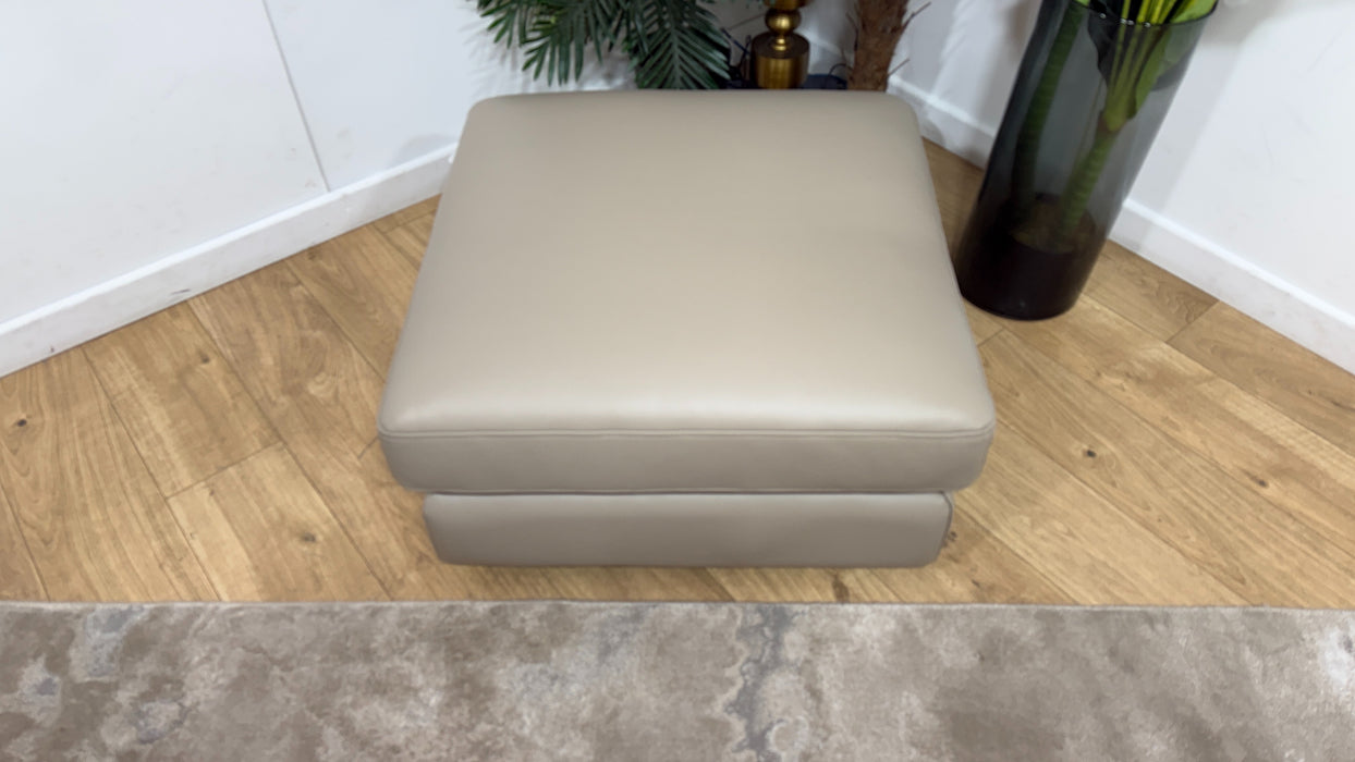 Sofology Leather Footstool in Trusty Embossed Stone