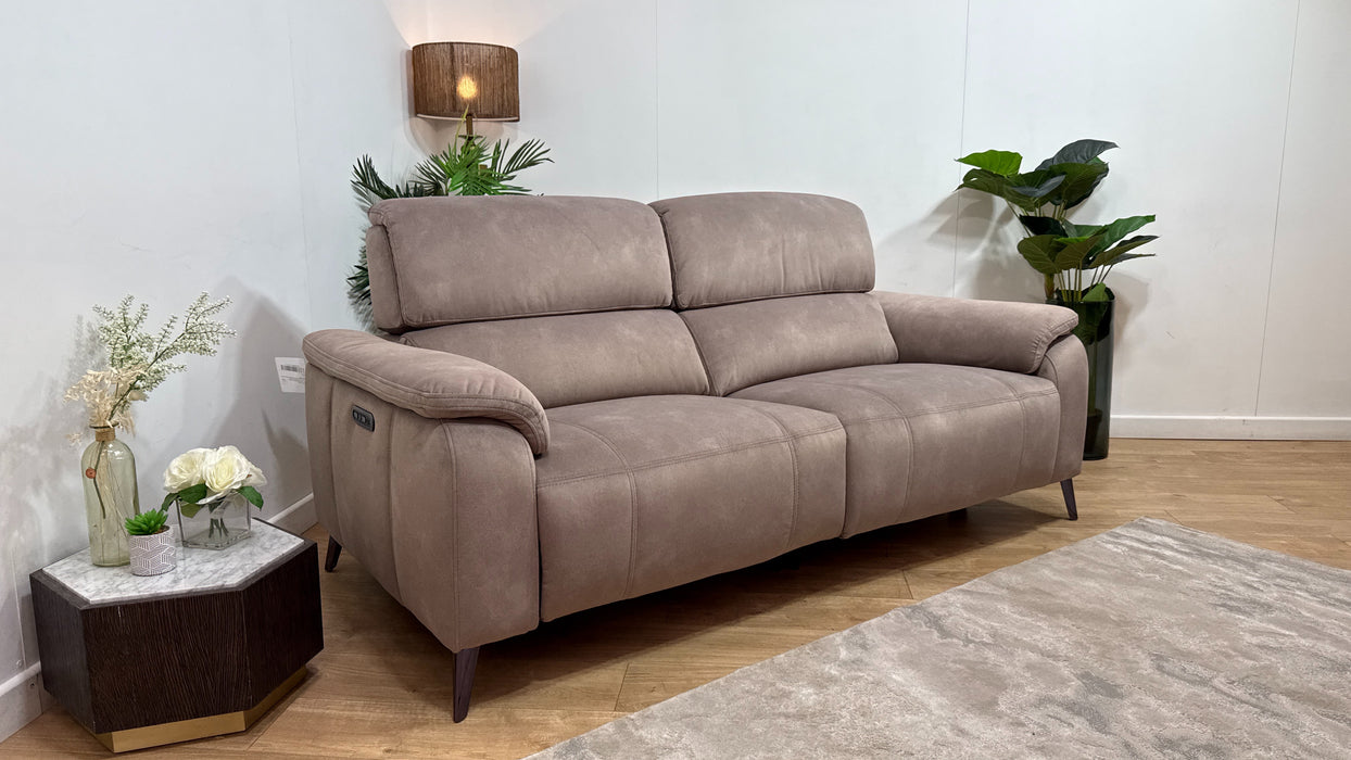 Sofology Bailey Fabric 2.5 Seater Power Recliner/Headrest in Lifestyle Flecked Nutmeg