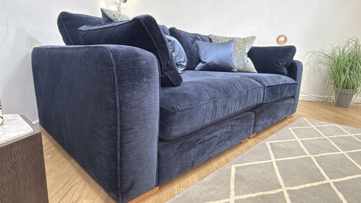 Sofology Cavalli Fabric 3 Seater Split Bolt Off Arms Foam Seats in Deluxe Chenille Navy Mix